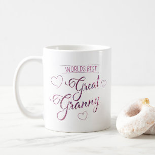 Worlds Best Great Granny faux sparkle purple pink Coffee Mug