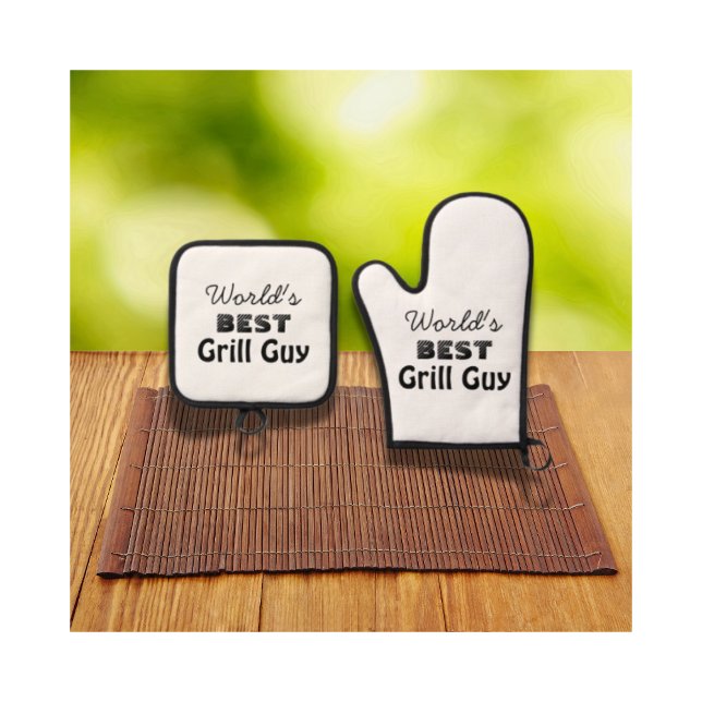 World's Best Grill Guy Men's Oven Mitt & Pot Holder Set (Creator Uploaded)