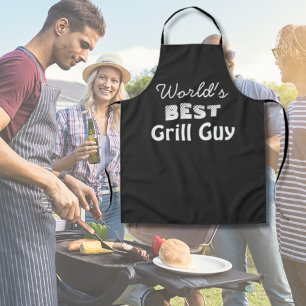 World's Best Grill Guy Quote Black Men's Long  Apron