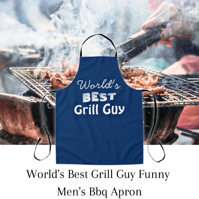 World's Best Grill Guy Quote Blue Men's Long   Apron (Creator Uploaded)