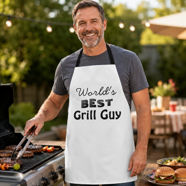 World's Best Grill Guy Quote Men's Long Apron (Creator Uploaded)