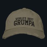 World's Best Grumpa | Funny Grandpa Personalised Embroidered Hat<br><div class="desc">Simple retro vintage text design of an endearing nickname for the world's best grumpy grandfathers - grumpa. Customise the text to include your favourite nickname.</div>