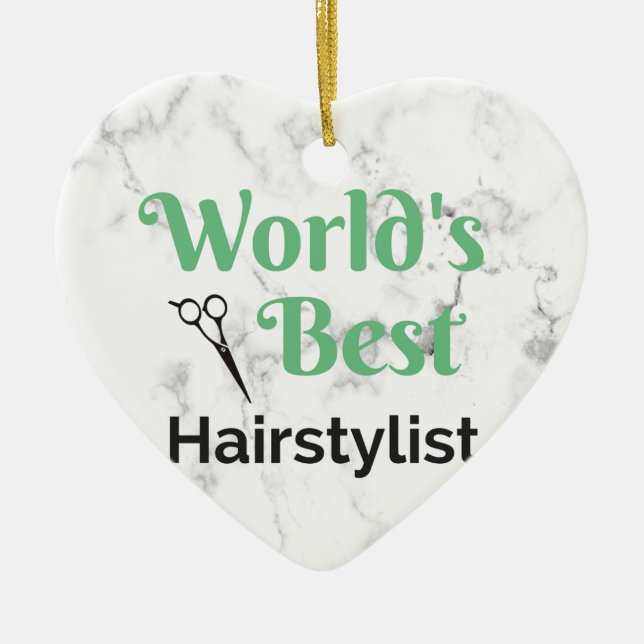 World's Best Hair Stylist Ceramic Tree Decoration (Front)