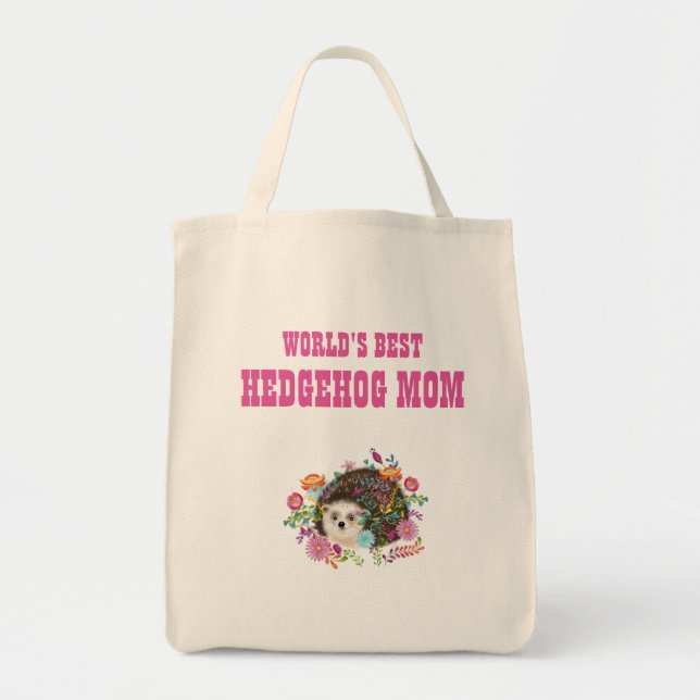 Worlds Best Hedgehog Mum Greatest Adoption Rescue Tote Bag (Front)