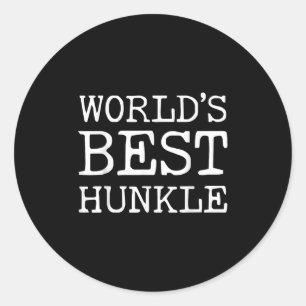 Worlds Best Hunkle Funny Uncle Joke Fathers Day Classic Round Sticker