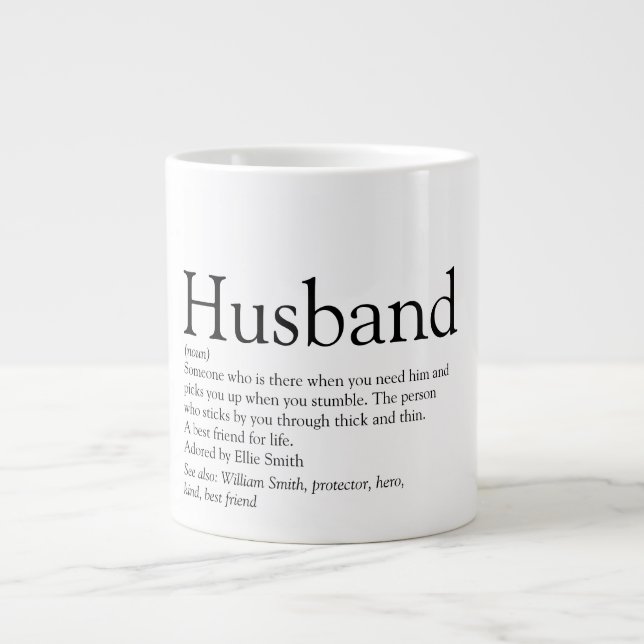 World's Best Husband Black and White Fun Quote Large Coffee Mug (Front)