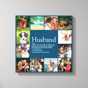 World's Best Husband Ever Definition 12 Photo Blue Canvas Print