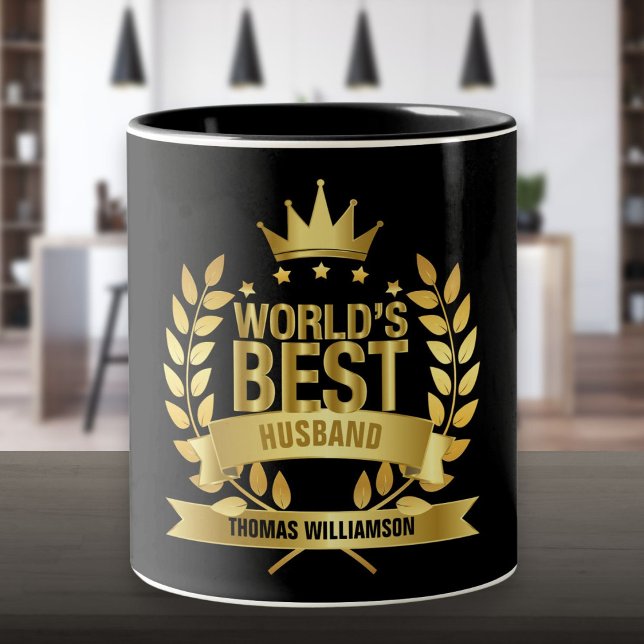 World's Best Husband Gold Black Two-Tone Coffee Mug (World's Best Husband Gold Black Two-Tone Coffee Mug)