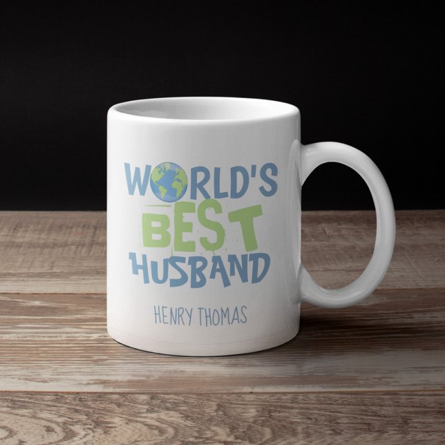 World's Best Husband Modern Trendy Typography   Coffee Mug (Creator Uploaded)