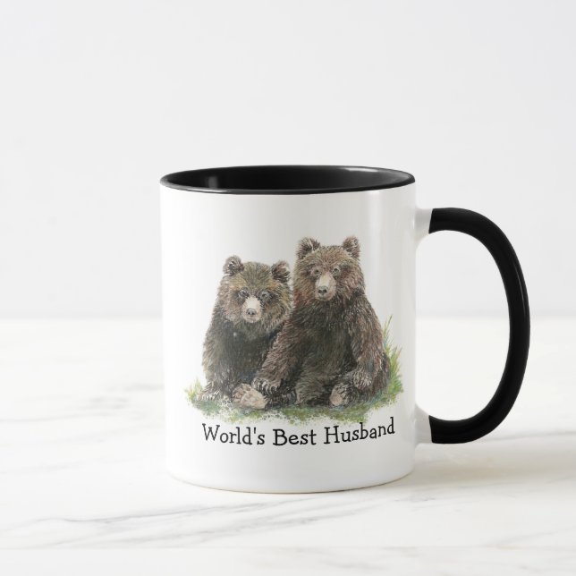 World's Best Husband, Watercolor Cute Bears Mug (Right)