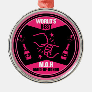 World's Best Maid Of Honour Metal Ornament
