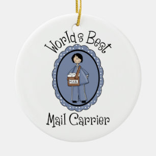 World's Best Mail Carrier Female Gifts and Tees Ceramic Tree Decoration