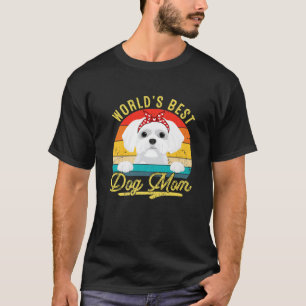 World's Best Maltese Dog Mom Retro Mother's Day T-Shirt