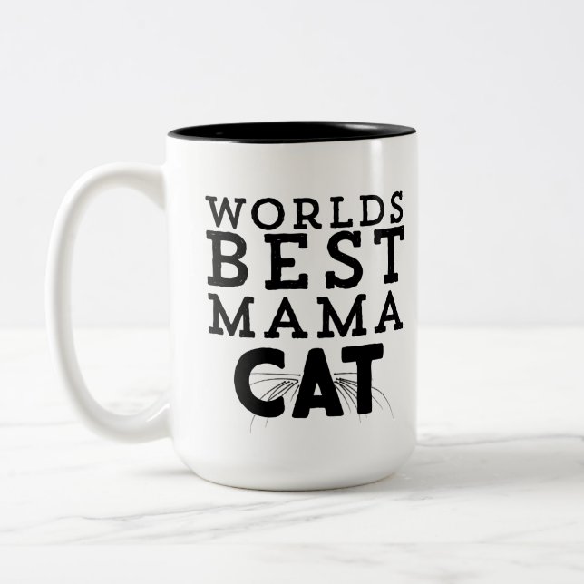 Worlds Best Mama Cat Two-Tone Coffee Mug (Left)