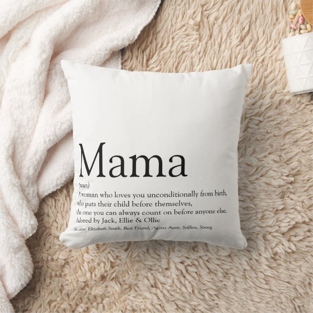 World's Best Mama Definition Quote Black and White Cushion (Blanket)