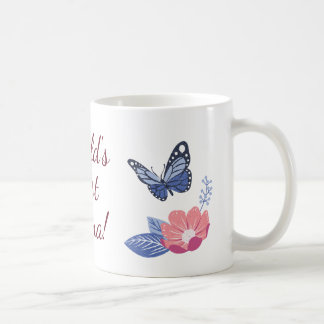 World's Best Mama Mug, Butterfly Floral Coffee Mug