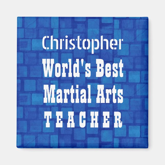 World's Best Martial Arts Teacher Blue Bricks A01A Magnet (Front)