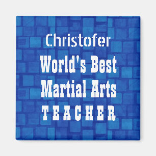 World's Best Martial Arts Teacher Blue Bricks A01B Magnet
