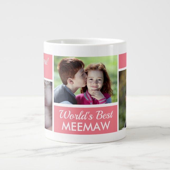 World's Best Meemaw Photo Collage Giant Coffee Mug (Front)