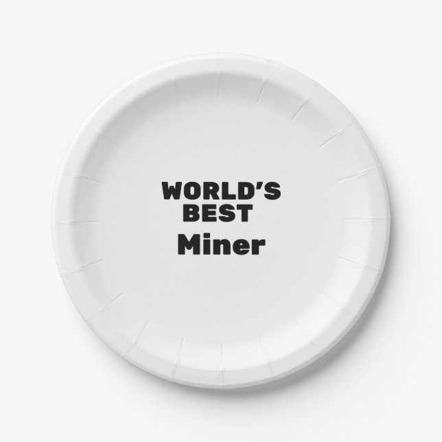 World's Best Miner Paper Plate (Front)