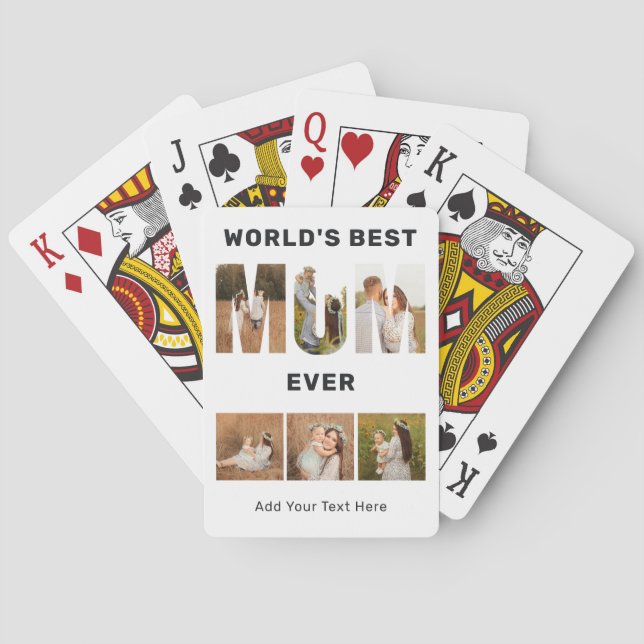 World's Best Mom Custom 6 Photo  Playing Cards (Back)