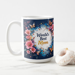 World's Best MOM Flowers Butterfly Coffee Mug