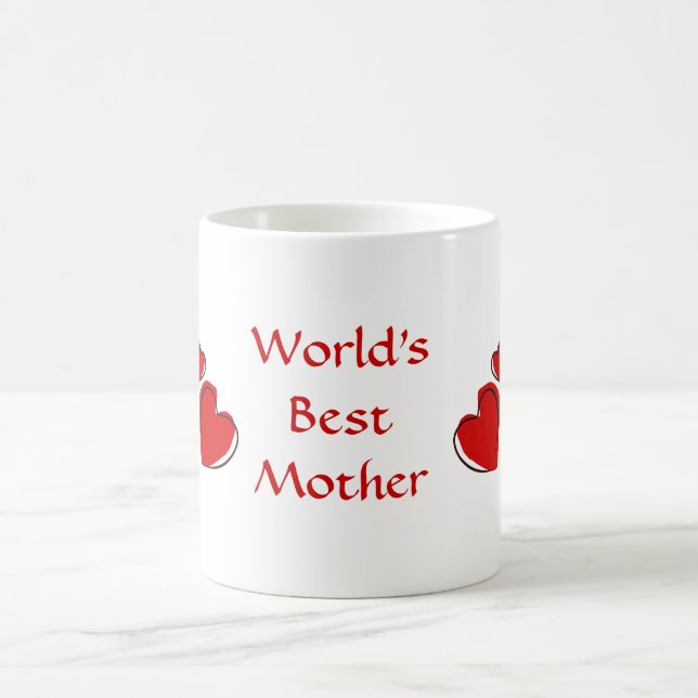 World's Best Mother Custom Red Sketchy Hearts Mug (Center)