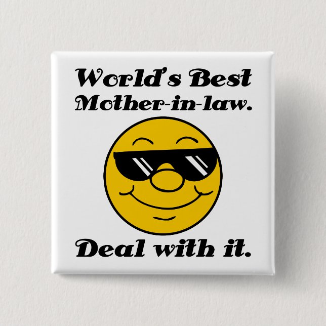 World's Best Mother-In-Law Humour 15 Cm Square Badge (Front)