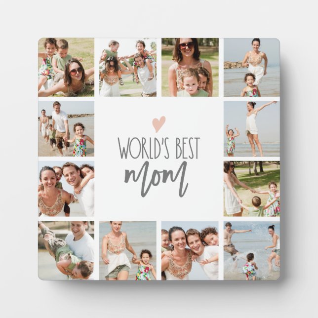 World's Best Mum 12 Photo Collage Plaque (Front)