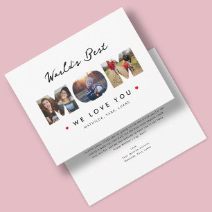 World's Best Mum 3 Photo Collage Hilarious Letter Card