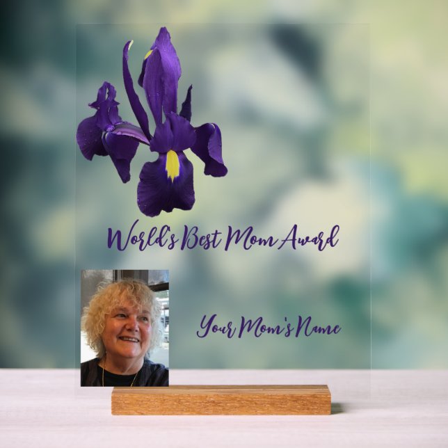 World's Best Mum Award Iris Acrylic Sign (Neutral)