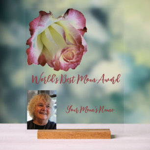 World's Best Mum Award Rose Acrylic Sign