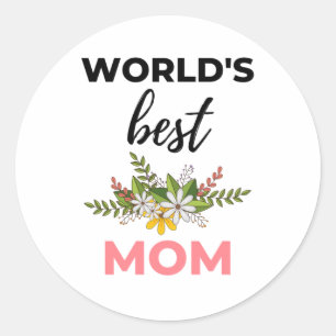 World's Best Mum black Classic Round Sticker