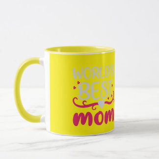 World's Best Mum Bright Yellow and Pink Typography Mug