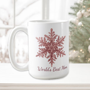 World's Best Mum Burgundy Snowflake Coffee Mug