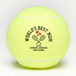 World's Best Mum Custom Personalised Names Tennis Balls<br><div class="desc">Personalised tennis balls printed with "World's Best Mum" and custom-printed kids or family names in a sporty block letter sporty font and simple tennis racquet monogram with a cute heart design. Any tennis player mum or tennis-playing mother will love the classic sporty look on the unique tennis gift for her...</div>