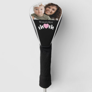 Worlds Best Mum Cute Heart One Photo Custom Golf Head Cover