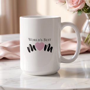 Worlds Best Mum Cute Heart White Elegant Coffee Mug