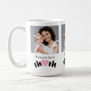 Worlds Best Mum Cute Heart White Elegant Coffee Mug