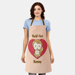 World's Best Mum Cute Mother's Day Kawaii Cartoon Apron