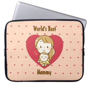 World's Best Mum Cute Mother's Day Kawaii Cartoon Laptop Sleeve