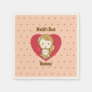 World's Best Mum Cute Mother's Day Kawaii Cartoon Napkin