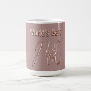 World's Best Mum Cute Rose Gold Heart Typography Coffee Mug
