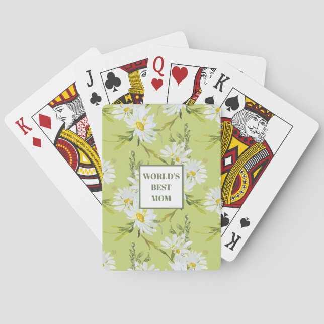 World's Best Mum Daisy Floral Botanical Playing Cards (Back)