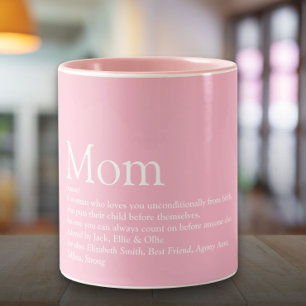 World's Best Mum Definition Quote Fun Pink Two-Tone Coffee Mug