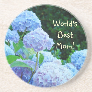 World's Best Mum! drink coasters sandstone Flowers