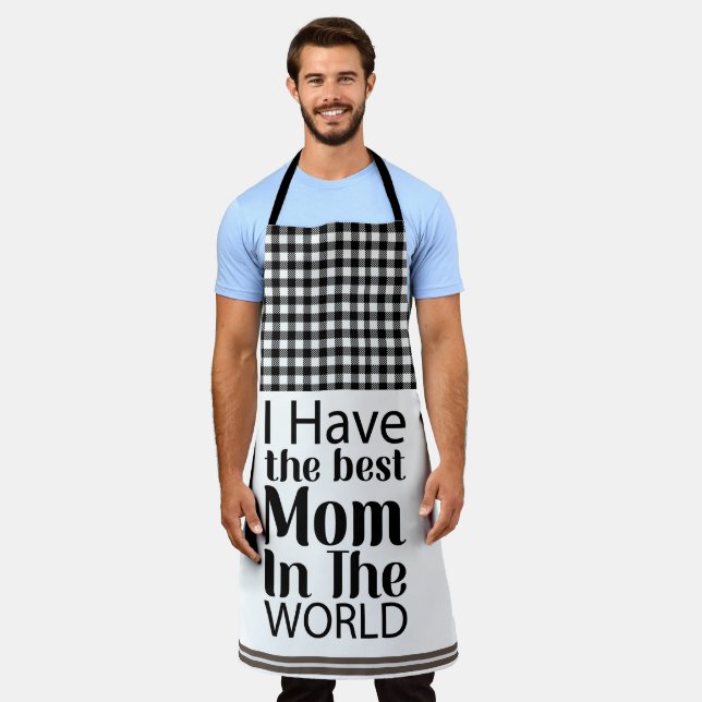 Worlds Best Mum Elegant Black and White Script Apron (Worn)