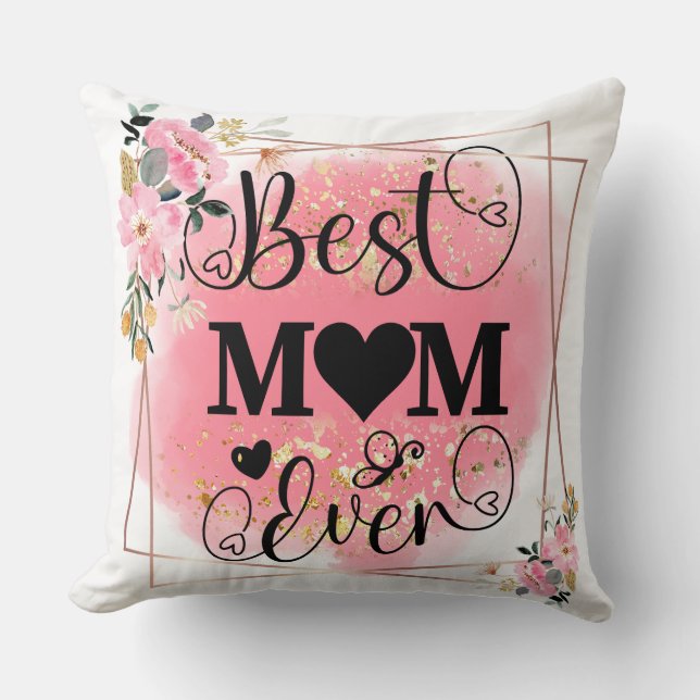 Worlds Best Mum Elegant Mother's Birthday Gift Cushion (Front)