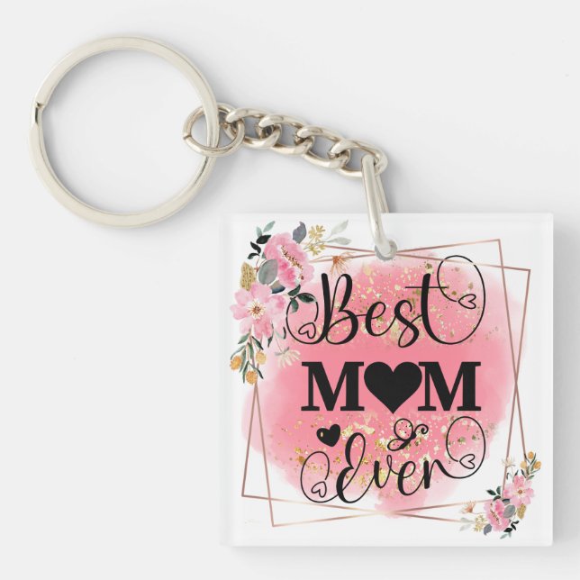 Worlds Best Mum Elegant Mother's Birthday Gift Key Ring (Front)