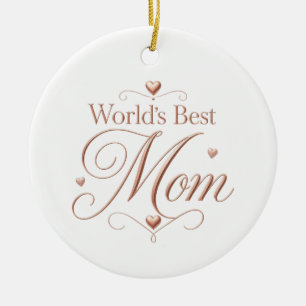 World's Best Mum Elegant Rose Gold Typography Ceramic Ornament